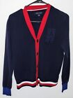 VTG Tommy Hilfiger Men's Navy Blue Button-Up Cardigan Sweater Size Small