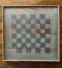 Antique American Folk Art Painted Checkerboard Chess Primitive Game Board