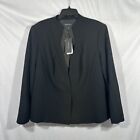 NWT $798 Lafayette 148 [ PLUS 18W ] Crepe Collarless Wool Blazer in Black #S694
