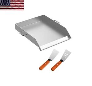Stainless Steel Griddle,18X16 In Universal Flat Top Rectangular Plate, BBQ Char