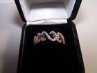 KAY/ZALES JANE SEYMOUR ROSE GOLD/STERLING SILVER CRYSTAL OPEN HEART RING 6 1/2