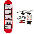 BAKER Skateboard Complete LOGO WHITE 8.0' Raw Trucks White Wheels