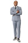 Slate Blue/Grey Slim Fit 2 Button Double Breasted Peak Lapel  Men's Suit ZF10036