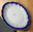 Antique Flow Blue Oval Platter La Francaise Porcelain 12 1/2 inches Floral Swags