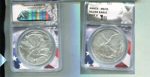 2021 (W) AMERICAN SILVER EAGLE 1 OUNCE .999 FINE COIN ANACS MS70 TY 2 1178S