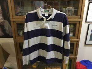 VTG IBM NETWORK STATION Striped OUTER BANKS Rugby Polo SZ L/XL - Cool