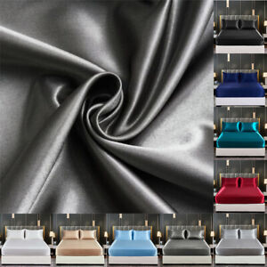 Bed Sheets Satin-Silk Deep Pocket Twin Full Queen King Wrinkle Free Collection