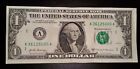Off-Center Error Note One Dollar $1 Bill Federal Reserve 2017A & Fancy S/N 5000