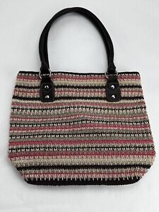 Crochet Purse Shoulder Bag Brown, Beige And Coral