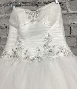 Soft White Tulle Strapless Wedding Dress Ballgown Bridal Gown by JEWEL Size 16