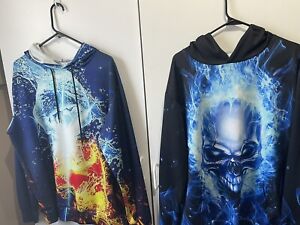 lot of 2 Men's Size Large Pullover Hoodies Skull
