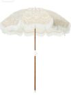 Business & Pleasure The Holiday Beach Umbrella, Fringed White Beige Pattern*