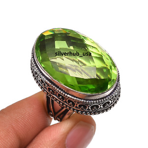 Peridot Gemstone 925 Sterling Silver Ring Mother's Day Jewelry All Size SE-1299