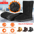 Winter Women Shoes Snow Boots Fur-lined Slip On Warmer Mid-Calf Shoes Size 5-10