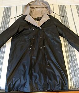Vintage British Mist Womens Trench Rain Coat Black Windbreaker Jacket Size 20w