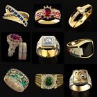 Fashion 18k Gold Plated Rings Men Women Classic Jewelry Wedding Gift Size 6-13