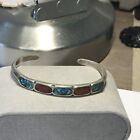 HANDMADE 925 STERLING SILVER TURQUOISE AND CORAL BRACELET