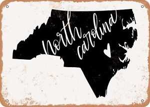 Metal Sign - North Carolina Heart - Vintage Look Sign