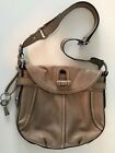 Fossil Fifty Four Classic Leather Cross Body Light Brown Grey Taupe Toggle