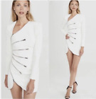 $895 Alexander Wang sunburst zip mini dress in ivory/white size 4
