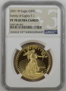2021 W 1 oz Proof Gold Eagle NGC PF70  American Eagle 21EB One Ounce G$50 Type 1