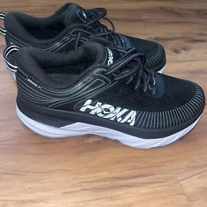 Hoka One One Womens Bondi 7 1110531 BWHT Black Running Shoes Sneakers Size 8.5 D