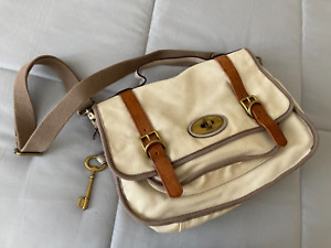 FOSSIL Long Live Vintage Reissue Canvas & Leather Messenger Crossbody