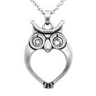 Watchful Owl Necklace Bird Pendant with 2 Crystals Jewelry By Controse