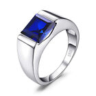 925 Sterling Silver Men Ring 8x8mm Princess Cut Stone Multiple Colors Available
