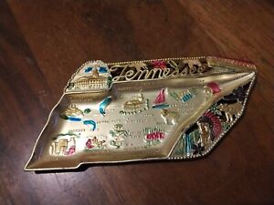 RARE Vintage State Hand Painted Tin Metal Souvenir Ashtray - Tennessee