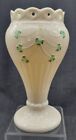 Vintage Belleek Ireland Irish Porcelain Vase Pierced Shamrock Ivory 8