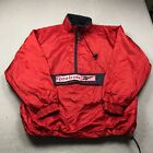 VINTAGE Reebok Jacket Mens XL Red Athletic Department 1/4 Quarter Zip Nylon 90s