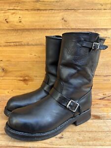 Buffalo Engineer Black Leather Pull On Harness Moto Boots Mens Size 46 EE/US 13