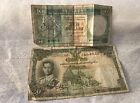 Thailand 20 Baht & 10 Dollar Hong Kong Bill Currency Paper Money Vintage