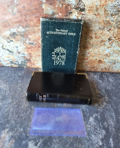 Clean! KJV Oxford Quincentenary Bible 1478-1978 Pocket Black Leather w/ Box RARE