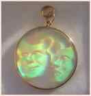 Vintage 9ct Gold Comedy Tragedy Theatre Masks Showbusiness Hologram Pendant