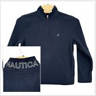 Nautica Large Blue Long Sleeve Fleece Quarter Zip Men's Pullover Shirt