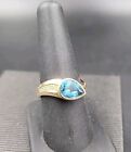 SOLID 14K YELLOW GOLD 8 X 10MM AQUAMARINE RING WITH DIAMOND ACCENTS SIZE 8.75