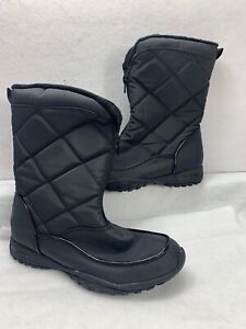 Merona Women's 9 Black Quilted Round Toe Zip Snow Boots 077031250