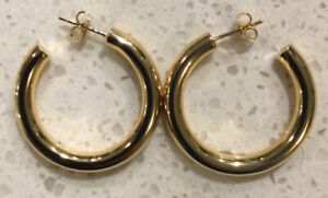 New!! Gold Tone Large Hoop Earrings!