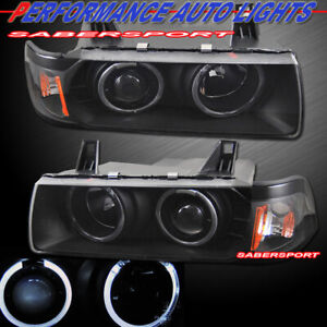 Pair Black Halo Projector Headlights for 92-98 BMW E36 3-Series Sedan and 318Ti (For: BMW)