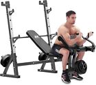 Olympic Weight Bench Workout Bench with Preacher Curl Pad and Leg Developer