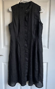 Theory Women’s Black 100% Linen Sleeveless Dress Size 12