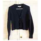 Sea New York Navy Wool Knitted Buttoned Crop Cardigan Sweater Small
