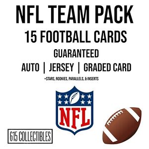 NFL TEAM PACK - 100% HIT AUTO/PATCH/INSERT- 15  FOOTBALL CARDS - INSERTS ROOKIES
