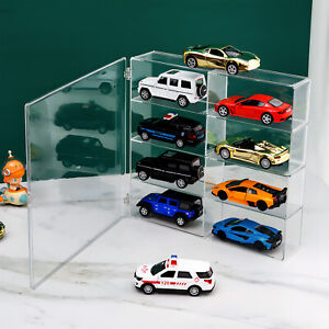 Model Car Diecast Display Case 1:64 Scale 8 Car Compartment with Locking Latch