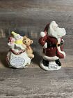 F&F Christmas SANTA AND TOY Bag  SALT AND PEPPER SHAKERS By Fitz and Floyd