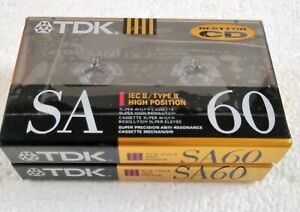 2 TDK SA 60 Cassettes Type II Cassette Tapes