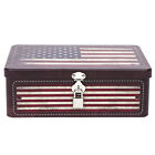American Flag Tin Decorative Storage Box with Padlock, Metal Organizer Case
