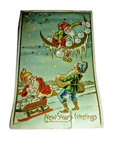 1900s Santa Claus Antique Vintage Christmas Postcard Germany Money Wishes